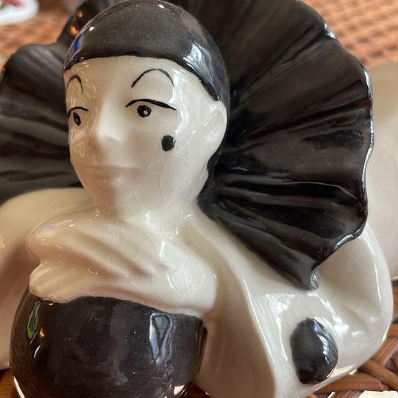 VTG Clowncore Art Deco Pantomime Black White Minimalist Ceramic Pierrot - Picture 5 of 15